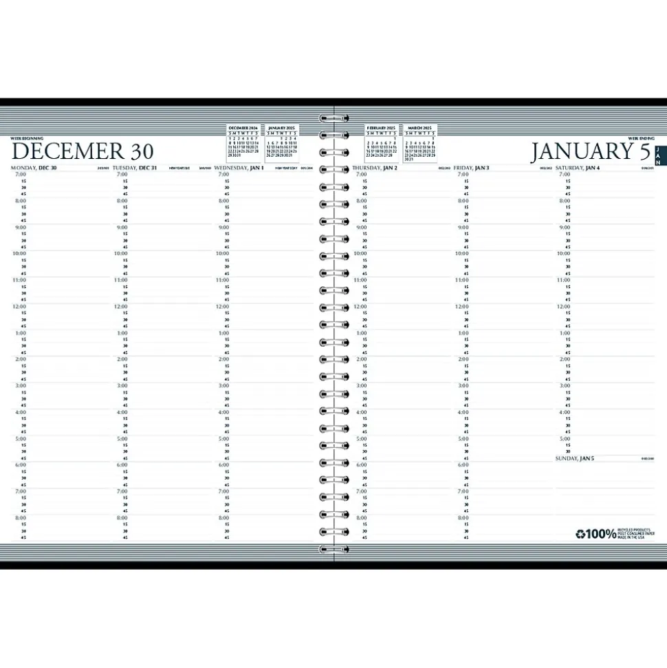 2025 House of Doolittle Professional 8.5" x 11" Weekly Appointment Book, Leatherette Cover, Black (27202-25)