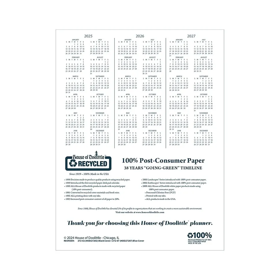 2025 House of Doolittle Professional 8.5" x 11" Weekly Appointment Book, Leatherette Cover, Black (27202-25)