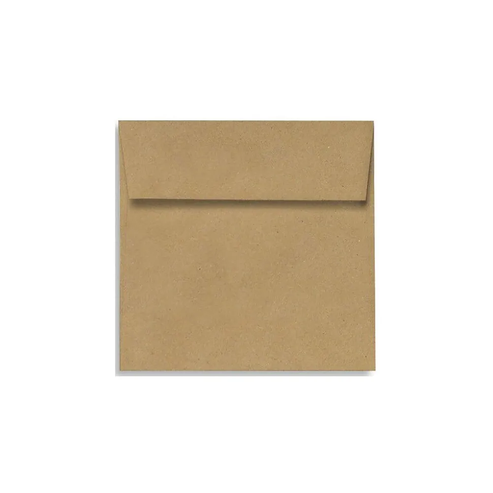 70 lb 4" x 4" Peel & Press Square Envelopes, Grocery Bag Brown, 50/Pack