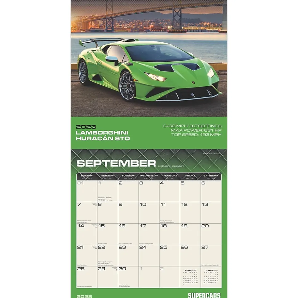 2025 Motor Club Supercars 12" x 12" Monthly Square Wall Calendar (9781975477844)