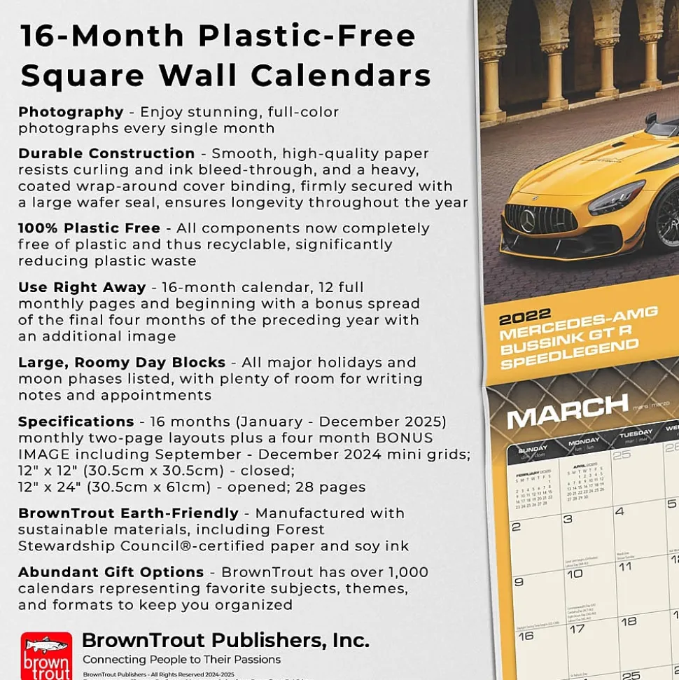 2025 Motor Club Supercars 12" x 12" Monthly Square Wall Calendar (9781975477844)