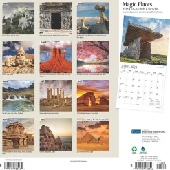2025 Plato Magic Places 12" x 12" Monthly Square Wall Calendar (9781975478896)