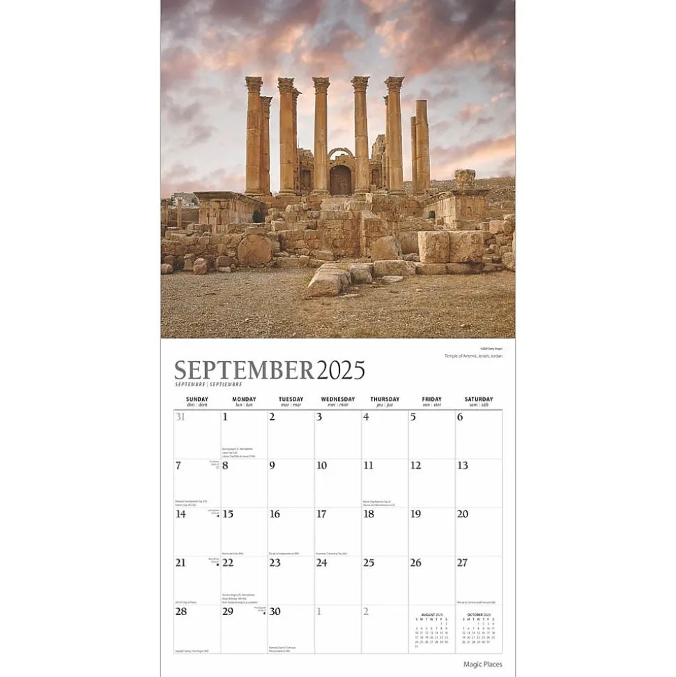 2025 Plato Magic Places 12" x 12" Monthly Square Wall Calendar (9781975478896)