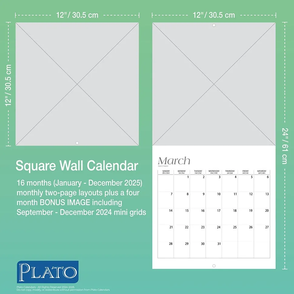2025 Plato Magic Places 12" x 12" Monthly Square Wall Calendar (9781975478896)