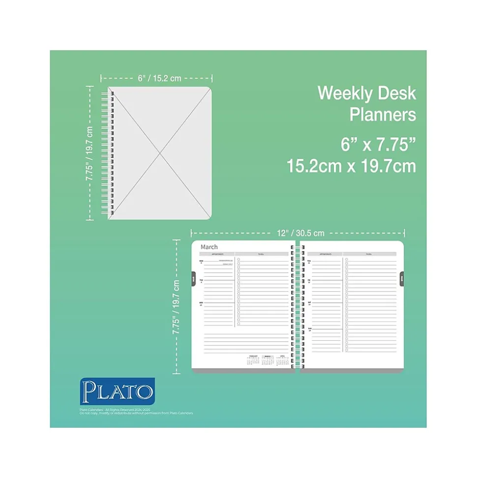 2024-2025 Plato Seaside Currents 6" x 7.75" Academic & Calendar Weekly Planner, Paperboard Cover, Multicolor (9781975480424)