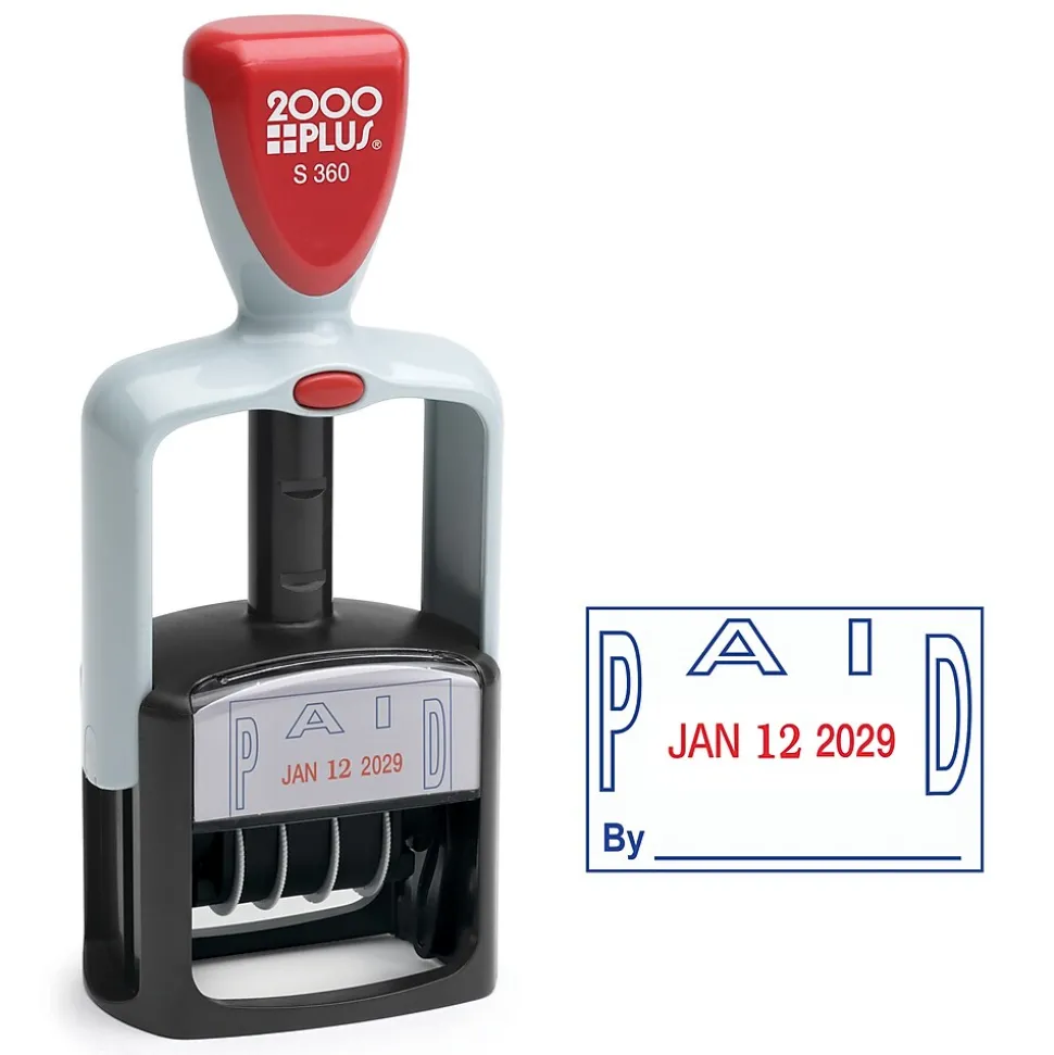 2000 Plus 2-Color Paid Dater, Blue and Red Ink (011033)