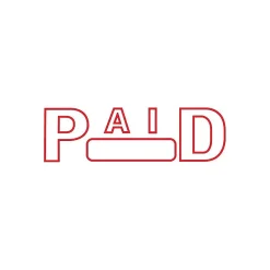 2000 Plus Green Line Pre-Inked Stamp, PAID, Red Ink (098370)