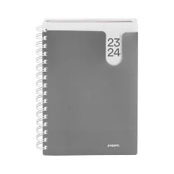 2023-2024 Poppin 6" x 8.5" Academic Weekly & Monthly Planner, Dark Gray (109414)