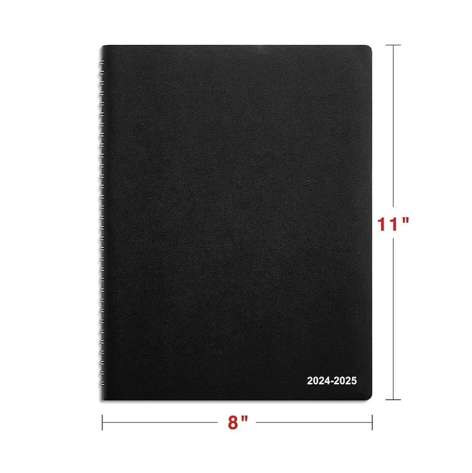 2024-2025 Staples 8" x 11" Academic Weekly & Monthly Planner, Faux Leather Cover, Black (ST23572-23)