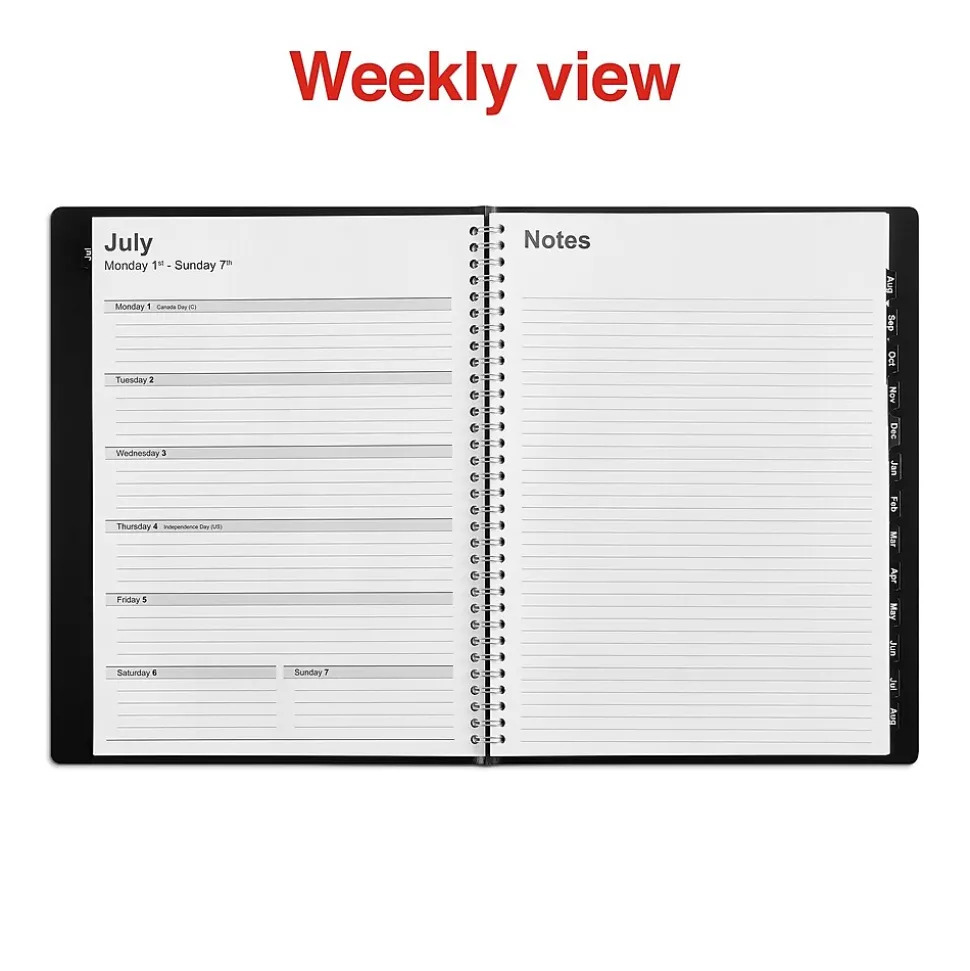 2024-2025 Staples 8" x 11" Academic Weekly & Monthly Planner, Faux Leather Cover, Black (ST23572-23)