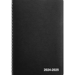2024-2025 Staples 5" x 8" Academic Weekly & Monthly Planner, Faux Leather Cover, Black (ST23570-23)