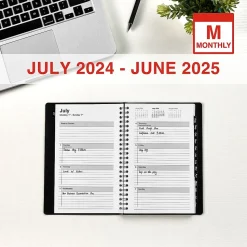 2024-2025 Staples 5" x 8" Academic Weekly & Monthly Planner, Faux Leather Cover, Black (ST23570-23)