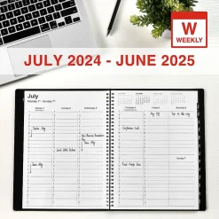 2024-2025 Staples 8" x 11" Academic Weekly & Monthly Appointment Book, Faux Leather Cover, Black (ST60363-23)