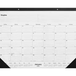 2025 Staples 22" x 17" Desk Pad Calendar, Black (ST12951-25)