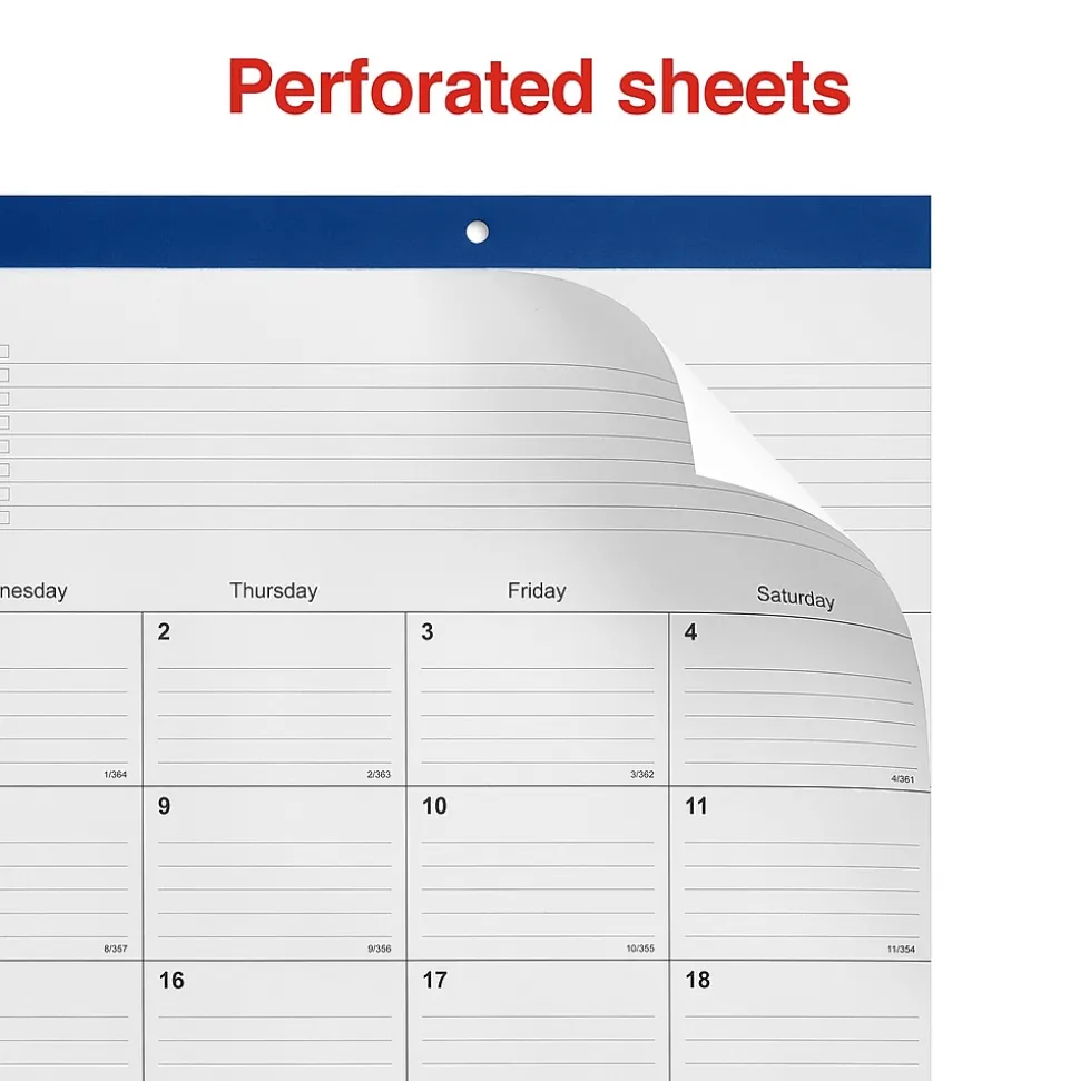 2025 Staples 22" x 17" Desk Pad Calendar, Navy (ST59700-25)