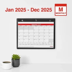 2025 Staples 11" x 8" Wall Calendar, White/Black (ST12949-25)