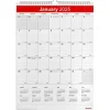 2025 Staples 12" x 17" Wall Calendar, White/Red (ST53913-25)