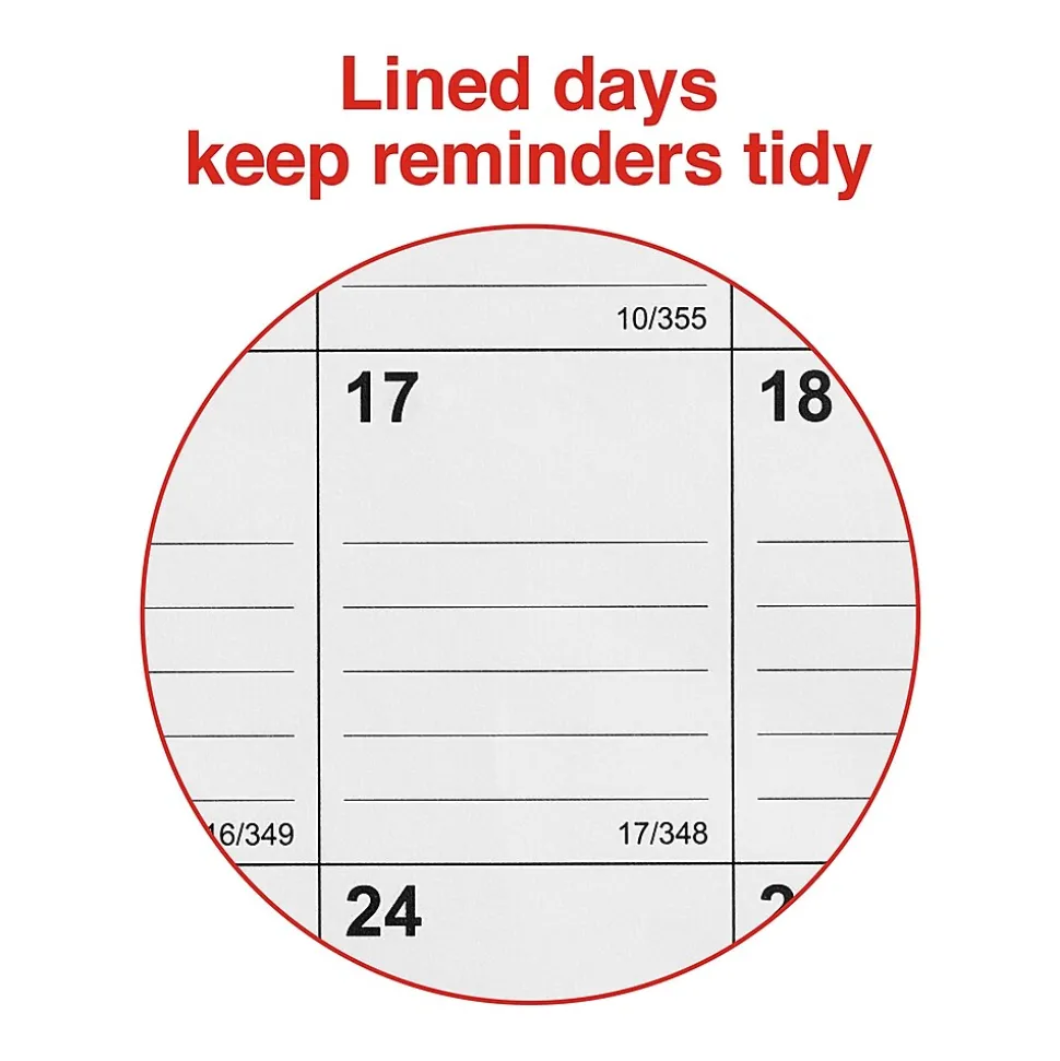 2025 Staples 12" x 17" Wall Calendar, White/Red (ST53913-25)