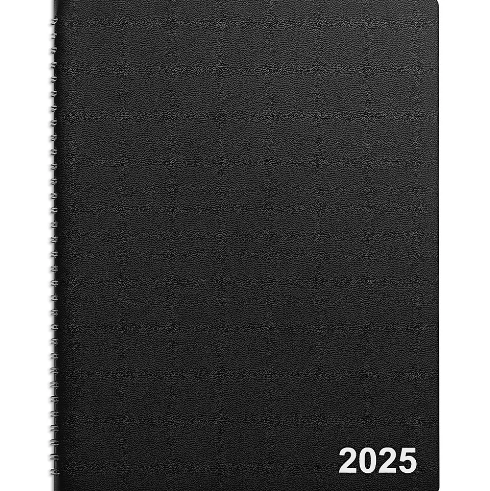 2025 Staples 8" x 11" Weekly & Monthly Appointment Book, Faux Leather Cover, Black (TR21494-25)
