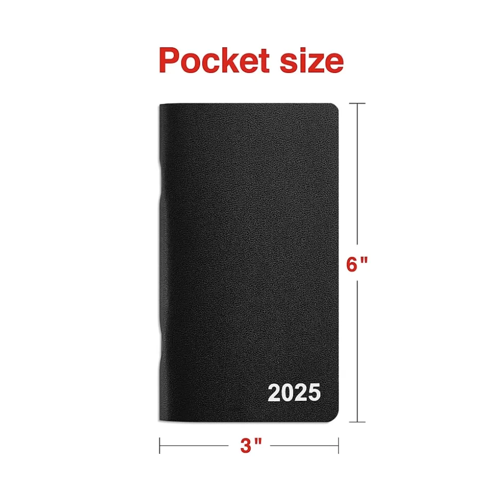 2025 Staples 3" x 6" Weekly & Monthly Planner, Black (ST12937-25)