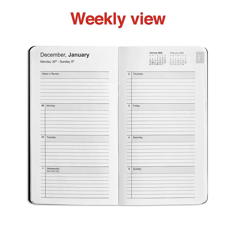 2025 Staples 3" x 6" Weekly & Monthly Planner, Black (ST12937-25)