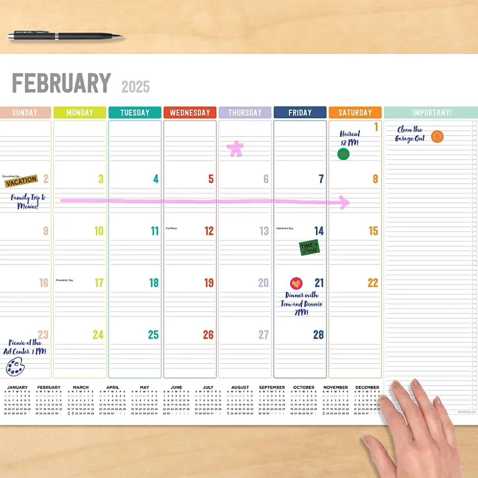 2025 TF Publishing 17" x 22" Rainbow Blocks Desk Pad Monthly Blotter Calendar (25-8206X)
