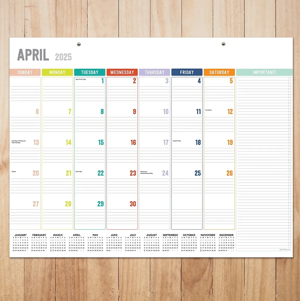 2025 TF Publishing 17" x 22" Rainbow Blocks Desk Pad Monthly Blotter Calendar (25-8206X)