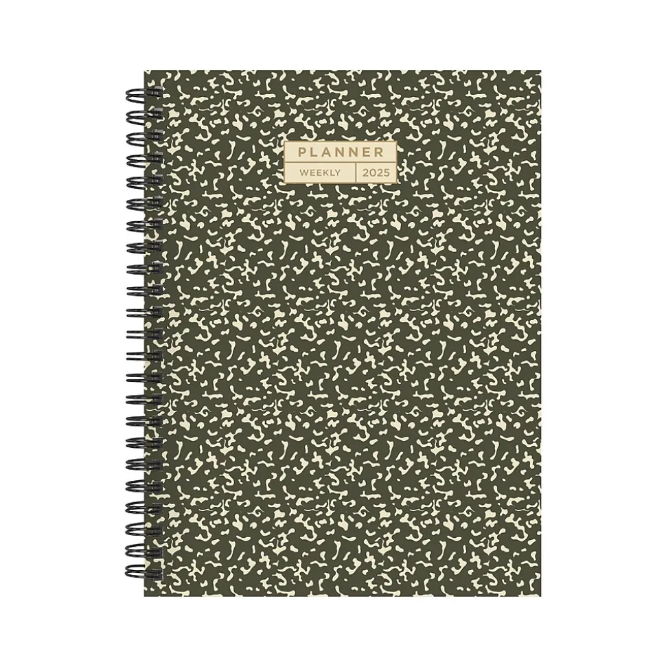 2025 TF Publishing 6.5" x 8" Weekly & Monthly Planner, Paperboard Cover, Black/Beige (25-9202)