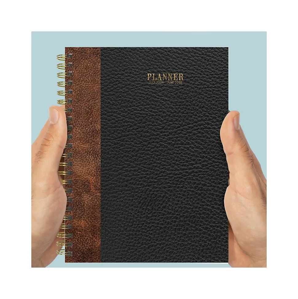 2024-2025 TF Publishing Bibliophile Series Bound Black 6" x 8" Academic Weekly & Monthly Planner, Paperboard Cover