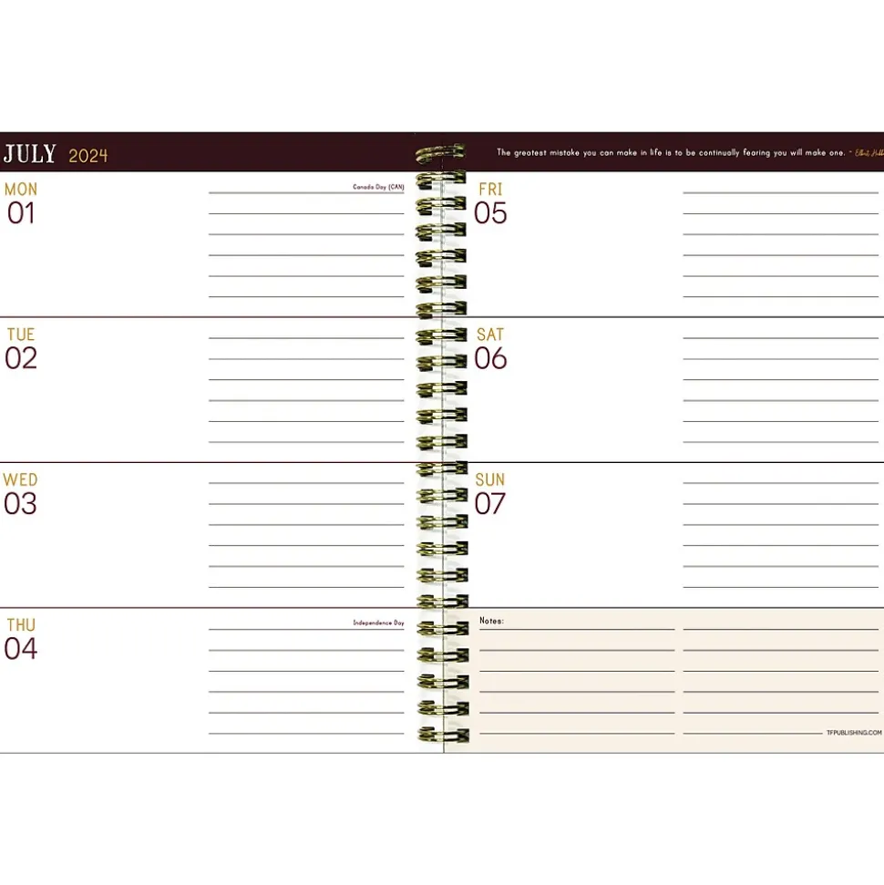 2024-2025 TF Publishing Bibliophile Series Peony and Petals 6" x 8" Academic Weekly & Monthly Planner, Paperboard Cover