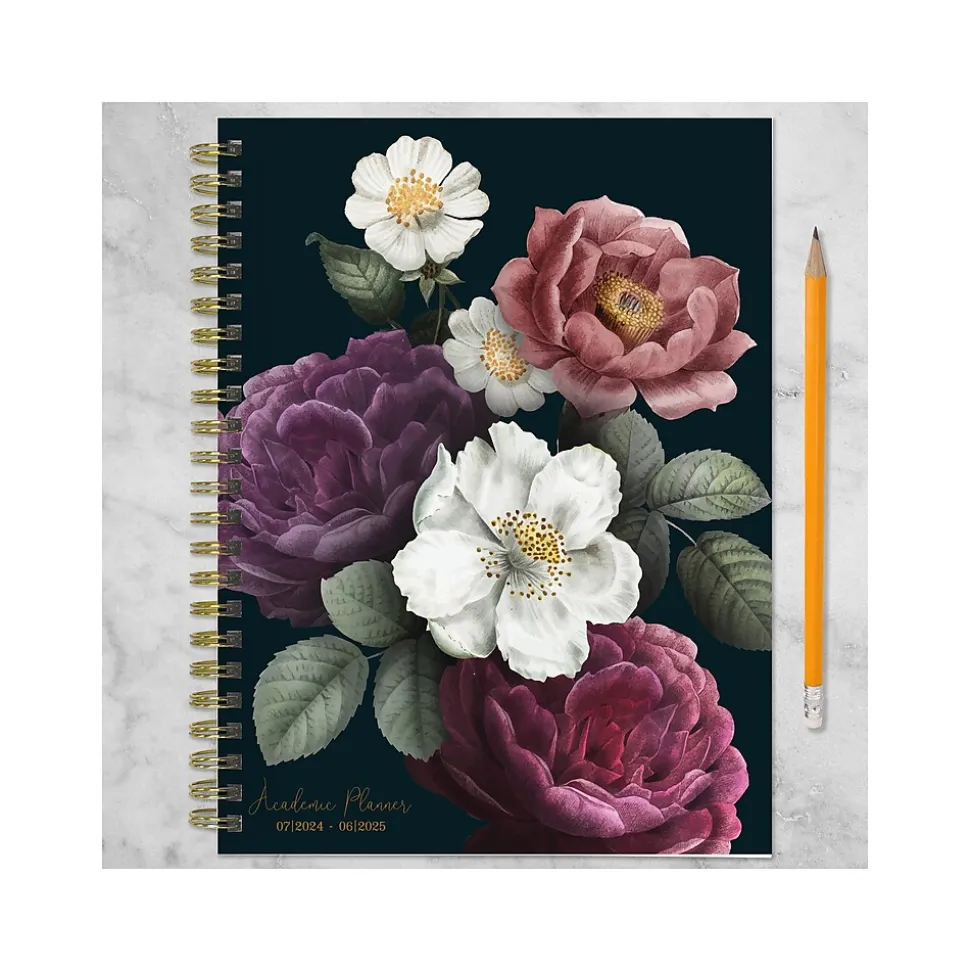 2024-2025 TF Publishing Bibliophile Series Peony and Petals 6" x 8" Academic Weekly & Monthly Planner, Paperboard Cover