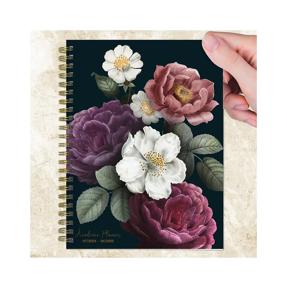 2024-2025 TF Publishing Bibliophile Series Peony and Petals 6" x 8" Academic Weekly & Monthly Planner, Paperboard Cover