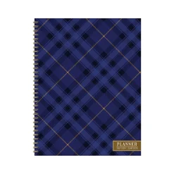 2024-2025 TF Publishing Bibliophile Series Royal Tartan 9" x 11" Academic Weekly & Monthly Planner, Paper Cover, Blue/Yellow