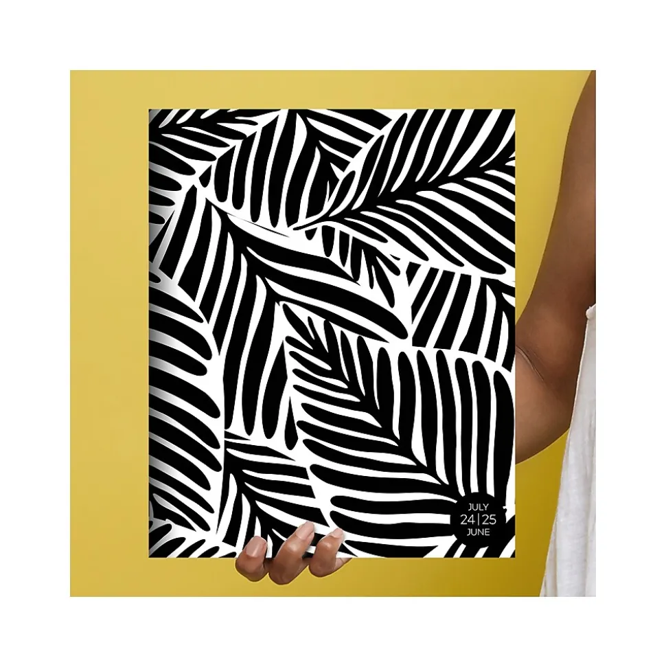 2024-2025 TF Publishing Black Leaves 9" x 11" Academic Monthly Planner, Paperboard Cover, Black/White (AY25-4500)