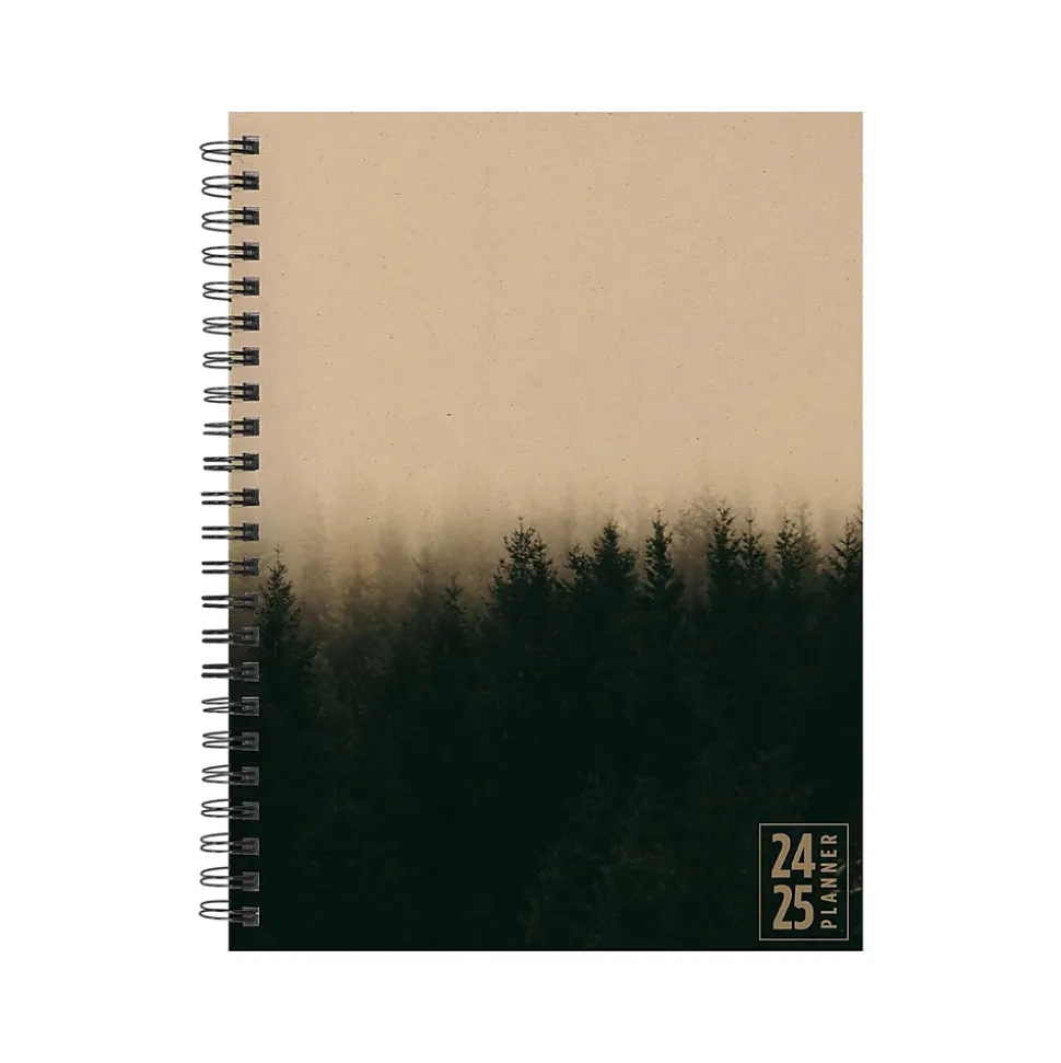 2024-2025 TF Publishing Elements Series Ombre Woods 6" x 8" Academic Weekly & Monthly Planner, Paperboard Cover, Kraft/Black