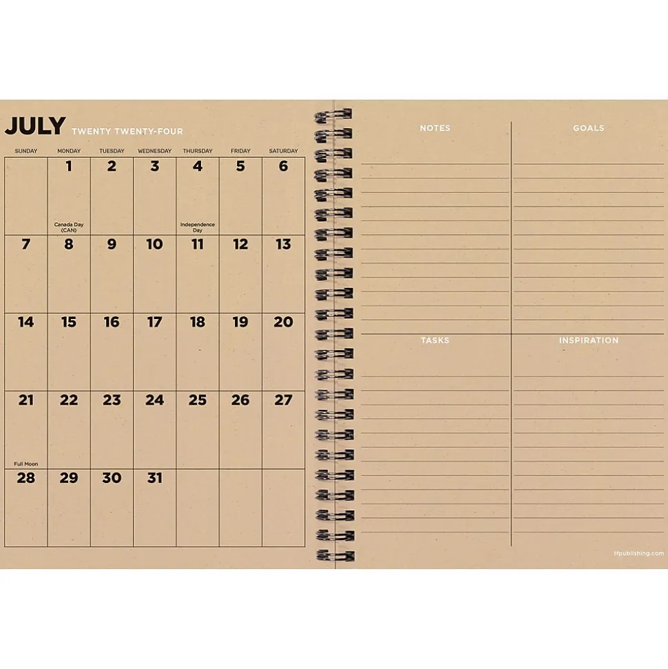 2024-2025 TF Publishing Elements Series Ombre Woods 6" x 8" Academic Weekly & Monthly Planner, Paperboard Cover, Kraft/Black