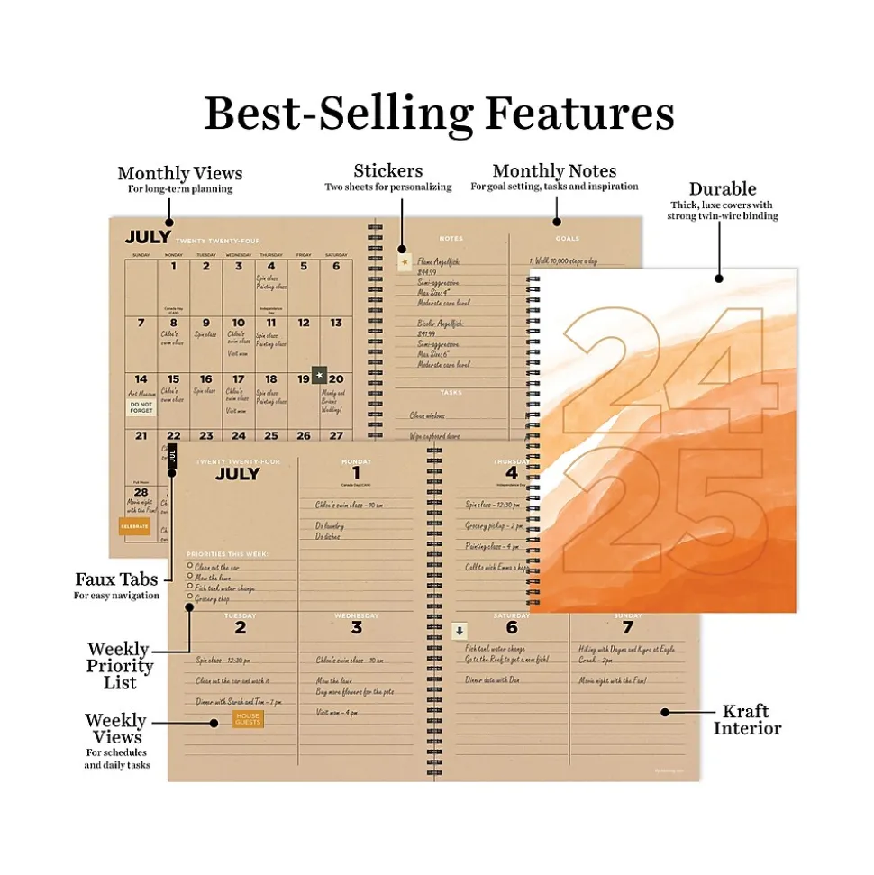 2024-2025 TF Publishing Elements Series Lava Wave 8.5" x 11" Academic Weekly & Monthly Planner, Paperboard Cover