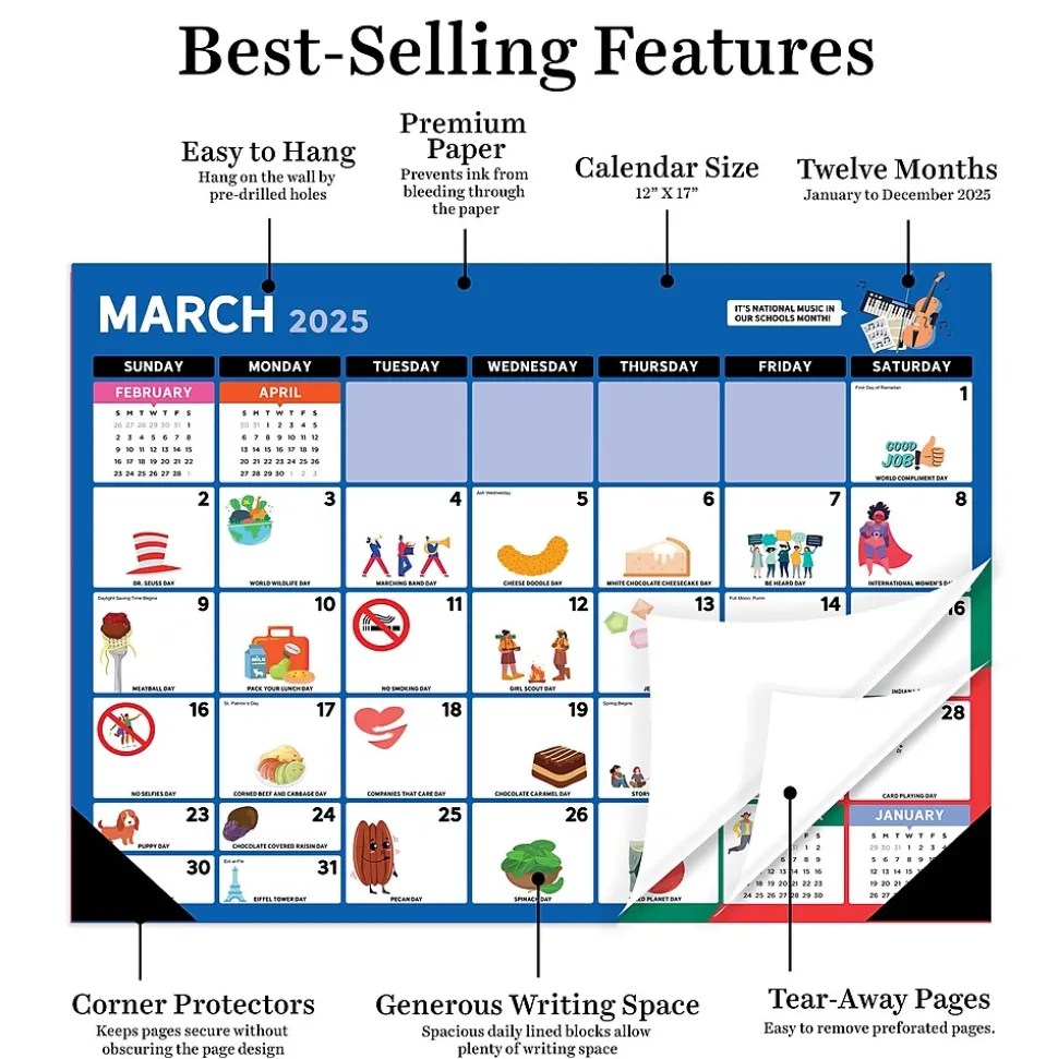 2025 TF Publishing Every Day's A Holiday 12" x 17" Monthly Desk Pad Calendar (25-8500)