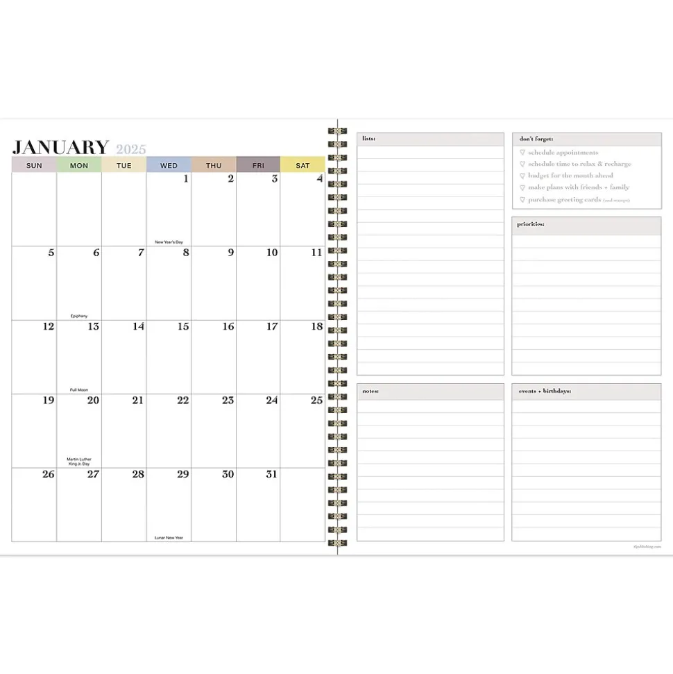 2025 TF Publishing Gardenia 9" x 11" Weekly & Monthly Planner, Paperboard Cover, Multicolored (25-9708)