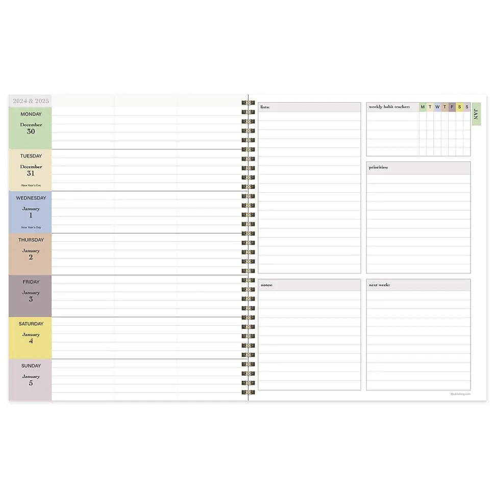 2025 TF Publishing Gardenia 9" x 11" Weekly & Monthly Planner, Paperboard Cover, Multicolored (25-9708)
