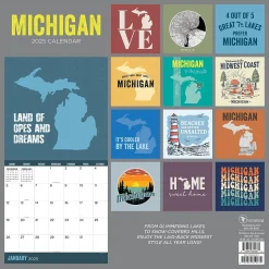 2025 TF Publishing Home: Michigan 12" x 12" Monthly Wall Calendar (25-1130)