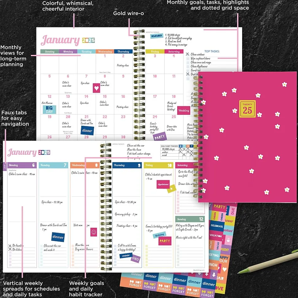 2025 TF Publishing Lil Buds 6.5" x 8" Weekly & Monthly Planner, Paperboard Cover, Multicolor (25-9214)