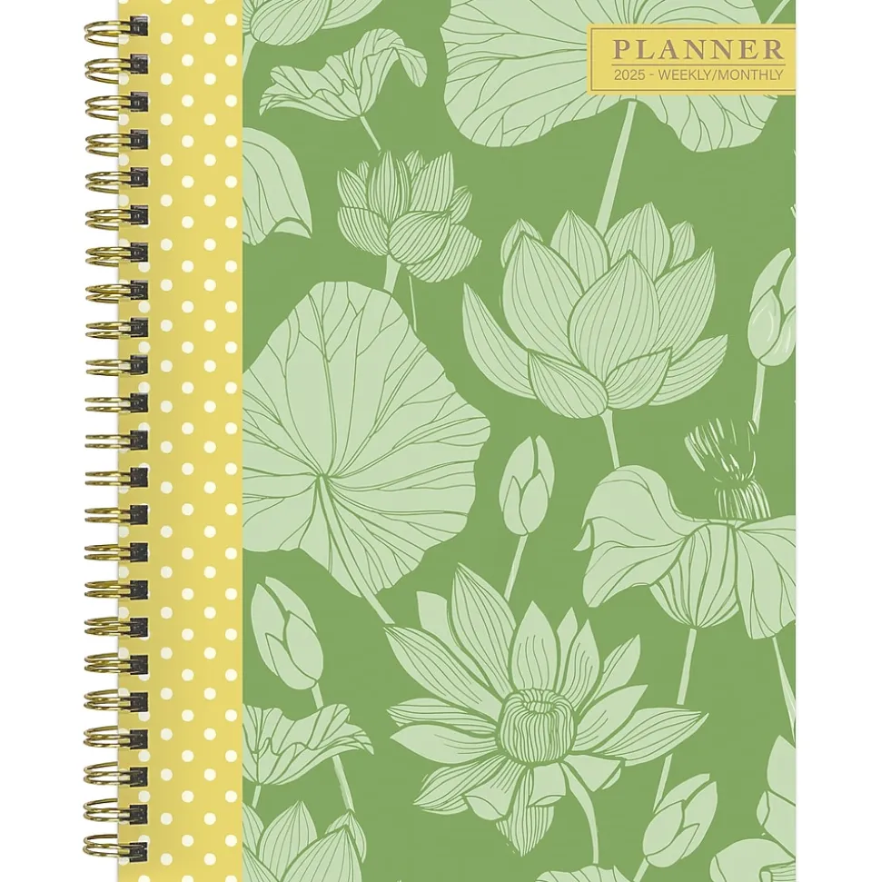 2025 TF Publishing Lotus 6.5" x 8" Weekly & Monthly Planner, Paperboard Cover, Multicolor (25-9210)