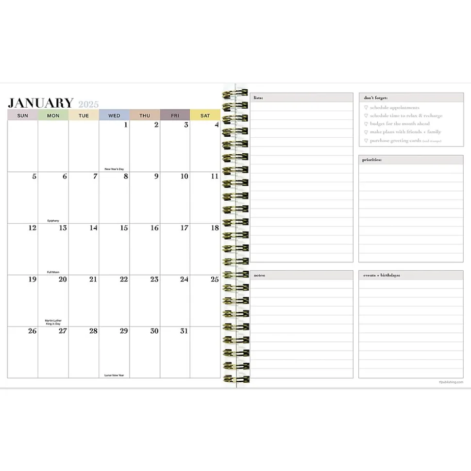 2025 TF Publishing Lotus 6.5" x 8" Weekly & Monthly Planner, Paperboard Cover, Multicolor (25-9210)