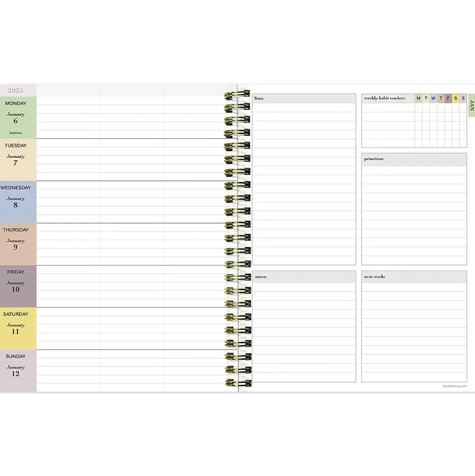 2025 TF Publishing Lotus 6.5" x 8" Weekly & Monthly Planner, Paperboard Cover, Multicolor (25-9210)