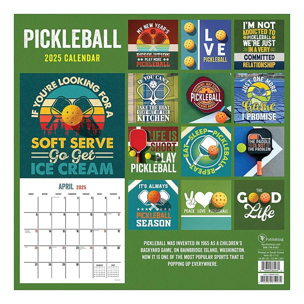 2025 TF Publishing Pickleball is Life 12" x 12" Monthly Wall Calendar (25-1112)