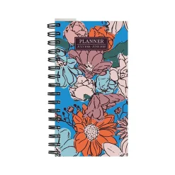 2024-2025 TF Publishing True Blue Flowers 3.5" x 6.5" Academic Weekly & Monthly Planner, Paperboard Cover, Multicolor