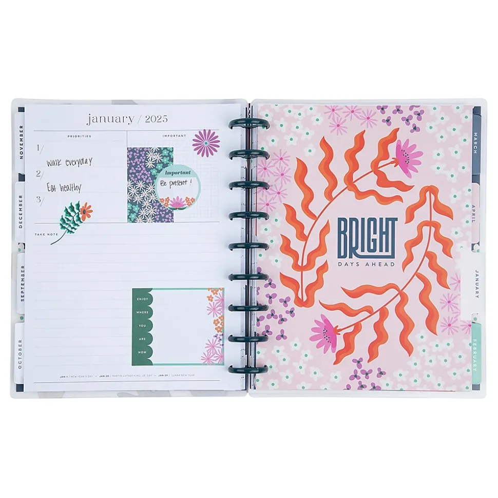 2024-2025 The Happy Planner Abstract Florals 7" x 9.25" Academic Monthly Planner, Plastic Cover, Multicolor (PPCD12-473)