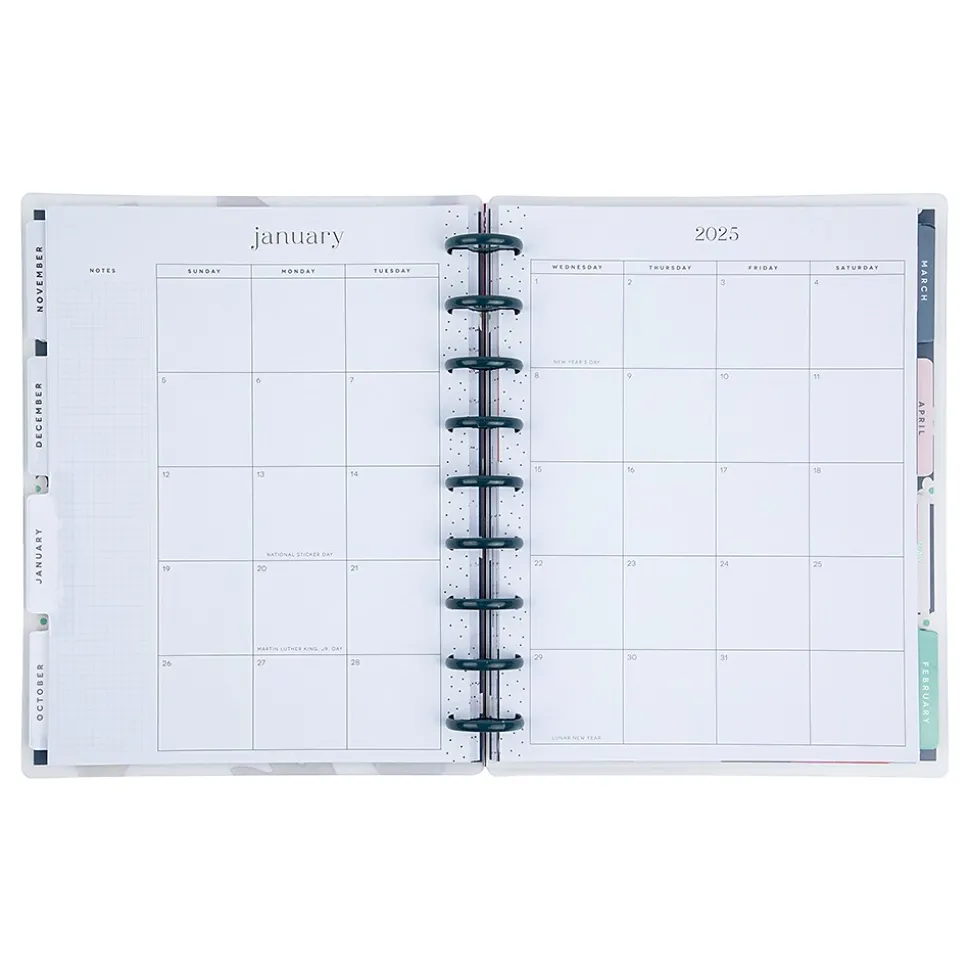 2024-2025 The Happy Planner Abstract Florals 7" x 9.25" Academic Monthly Planner, Plastic Cover, Multicolor (PPCD12-473)