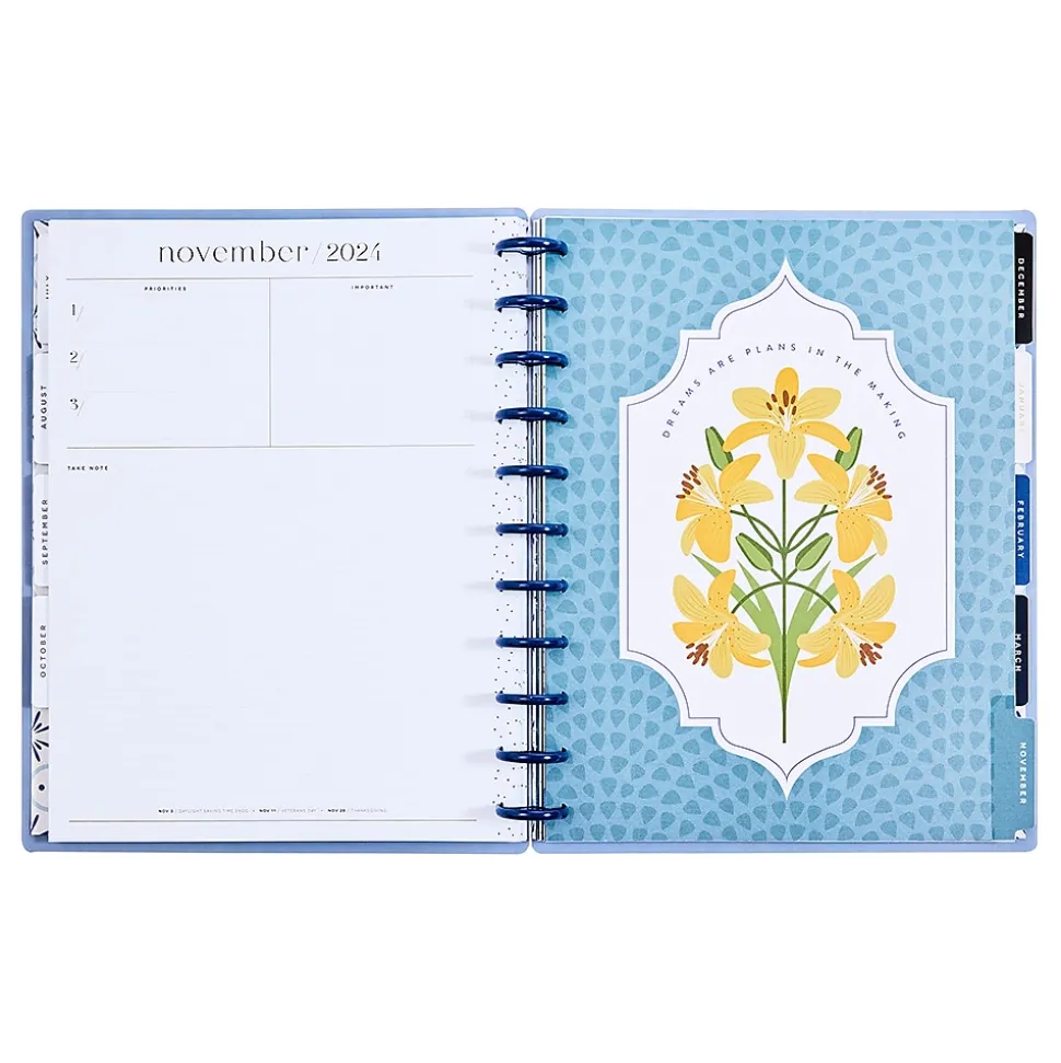 2024-2025 The Happy Planner Exotic Borders 8.5" x 11" Academic Weekly & Monthly Planner, Plastic Cover, Blue (PPBD12-167)